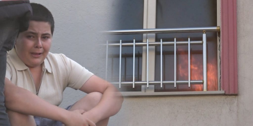 Birbirlerine sarılarak evlerinin yanışını izlediler