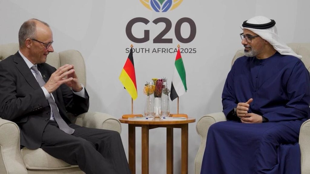 Abu Dabi Veliaht Prensi Şeyh Halid ile Almanya Şansölyesi Merz, G20 Zirvesi’nde bir araya geldi