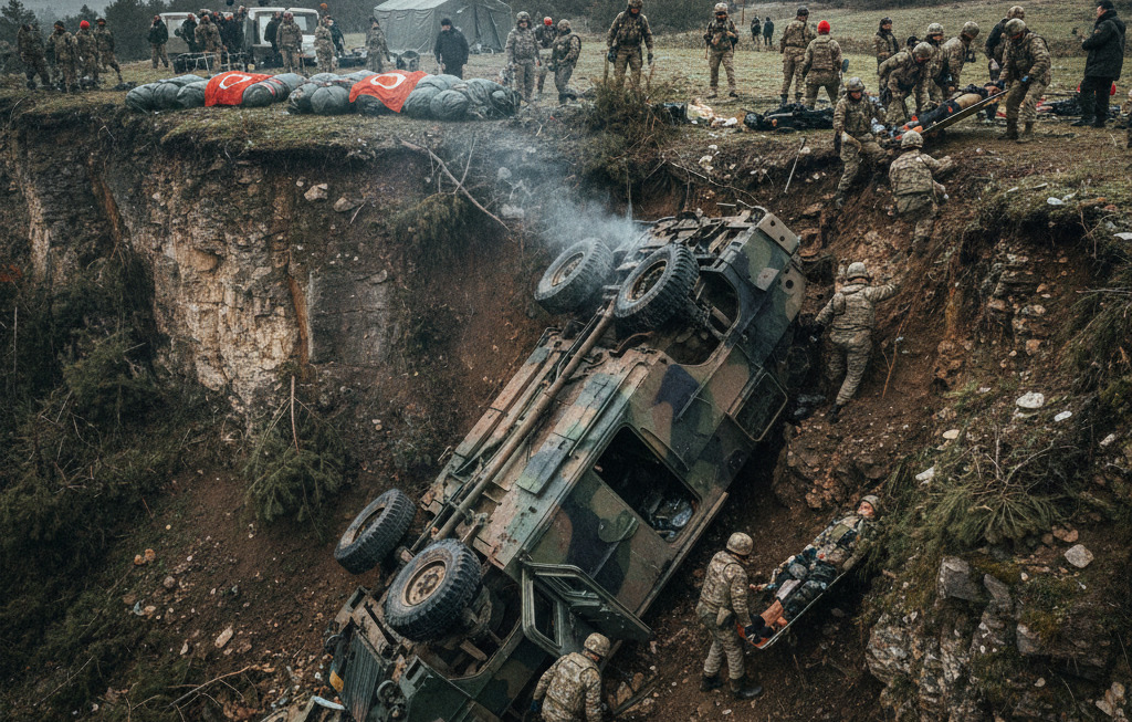 Askeri araç uçuruma yuvarlandı: 10 asker öldü, 10 yaralı